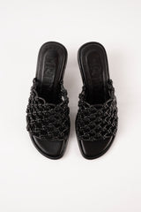 MARIZA - Black Woven Leather Sandals