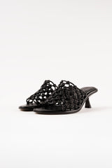 MARIZA - Black Woven Leather Sandals