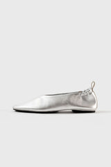 MINA - Silver Leather Ballerina
