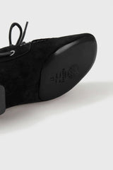 Moka black suede leather laced flat shoes - Souliers Martinez