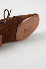 MOKA - Brown Suede Leather Laced Flat Shoes