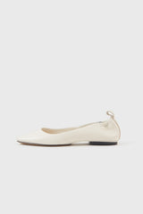 MONTJUIC - White Soft Leather Sacchetto Ballerina Flats