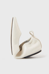 MONTJUIC - White Soft Leather Sacchetto Ballerina Flats