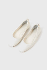 MONTJUIC - White Soft Leather Sacchetto Ballerina Flats