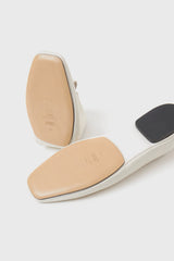 MONTJUIC - White Soft Leather Sacchetto Ballerina Flats