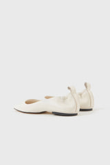 MONTJUIC - White Soft Leather Sacchetto Ballerina Flats