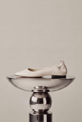 MONTJUIC - White Soft Leather Sacchetto Ballerina Flats