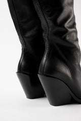 NEVADA - Black Leather Knee-High Boots