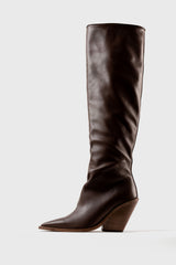 NEVADA - Dark Brown Leather Knee-High Boots