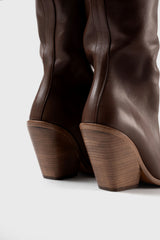 NEVADA - Dark Brown Leather Knee-High Boots