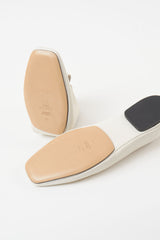 MONTJUIC - White Soft Leather Sacchetto Ballerina Flats