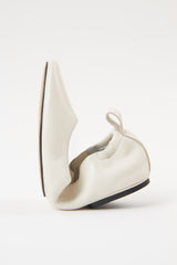 MONTJUIC - White Soft Leather Sacchetto Ballerina Flats