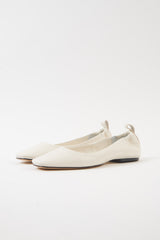 MONTJUIC - White Soft Leather Sacchetto Ballerina Flats