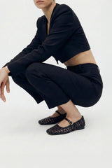 PARIS - Black Woven Leather Ballerina