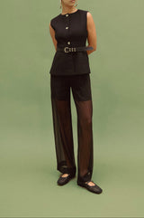 PARIS - Black Woven Leather Ballerina