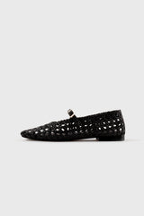 PARIS - Black Woven Leather Ballerina