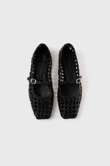 PARIS - Black Woven Leather Ballerina