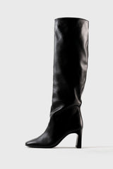 Roberta black leather knee-high boots - Souliers Martinez