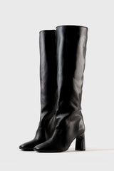 Roberta black leather knee-high boots - Souliers Martinez