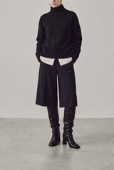 Roberta black woven leather knee-high boots worn - Souliers Martinez