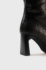Roberta black woven leather knee-high boots - Souliers Martinez