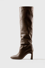 Roberta taupe leather knee-high boots - Souliers Martinez