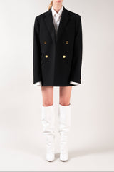 ROBERTA - White Woven Leather Knee-High Boots