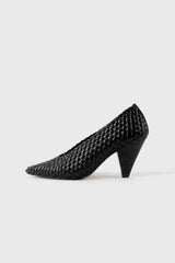 Samia black woven leather pumps - Souliers Martinez