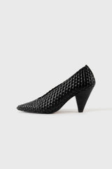 Samia black woven leather pumps - Souliers Martinez