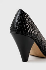 Samia black woven leather pumps - Souliers Martinez