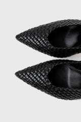 Samia black woven leather pumps - Souliers Martinez