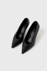 Samia black woven leather pumps - Souliers Martinez