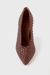 Samia dark brown woven leather pumps - Souliers Martinez
