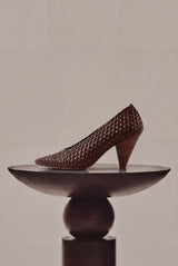 Samia dark brown woven leather pumps - Souliers Martinez