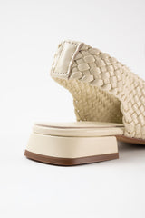 SOLEDAD - White Woven Leather Flat Shoes