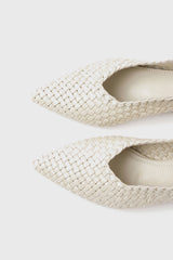 Soledad white woven leather flats - Souliers Martinez