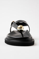 SPIAGGIA - Black Leather With Embellishment Sandals