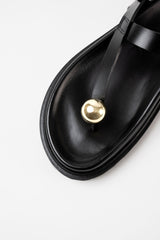 SPIAGGIA - Black Leather With Embellishment Sandals