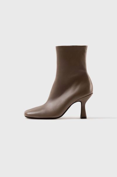 TALIN - Taupe Leather Ankle Boots