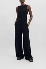 TELVA - Black Tubular Leather Sandals