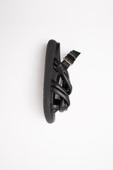 TELVA - Black Tubular Leather Sandals