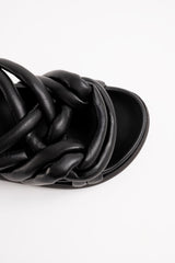 TELVA - Black Tubular Leather Sandals