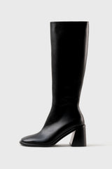 Triana black leather knee-high boots - Souliers Martinez