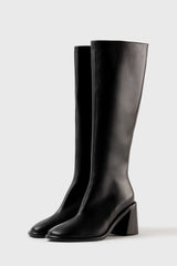 Triana black leather knee-high boots - Souliers Martinez