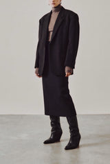Utah black woven leather knee-high boots worn - Souliers Martinez