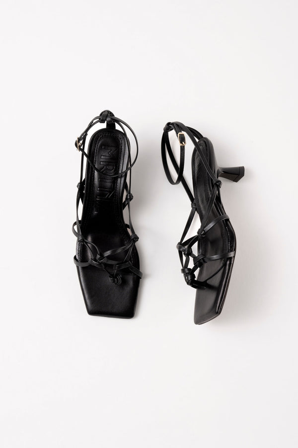 VERBENA - Black Woven Leather Sandals