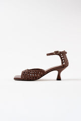 VERONICA - Dark Brown Woven Leather Sandals