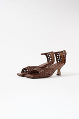 VERONICA - Dark Brown Woven Leather Sandals
