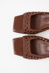 VERONICA - Dark Brown Woven Leather Sandals