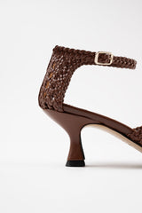 VERONICA - Dark Brown Woven Leather Sandals
